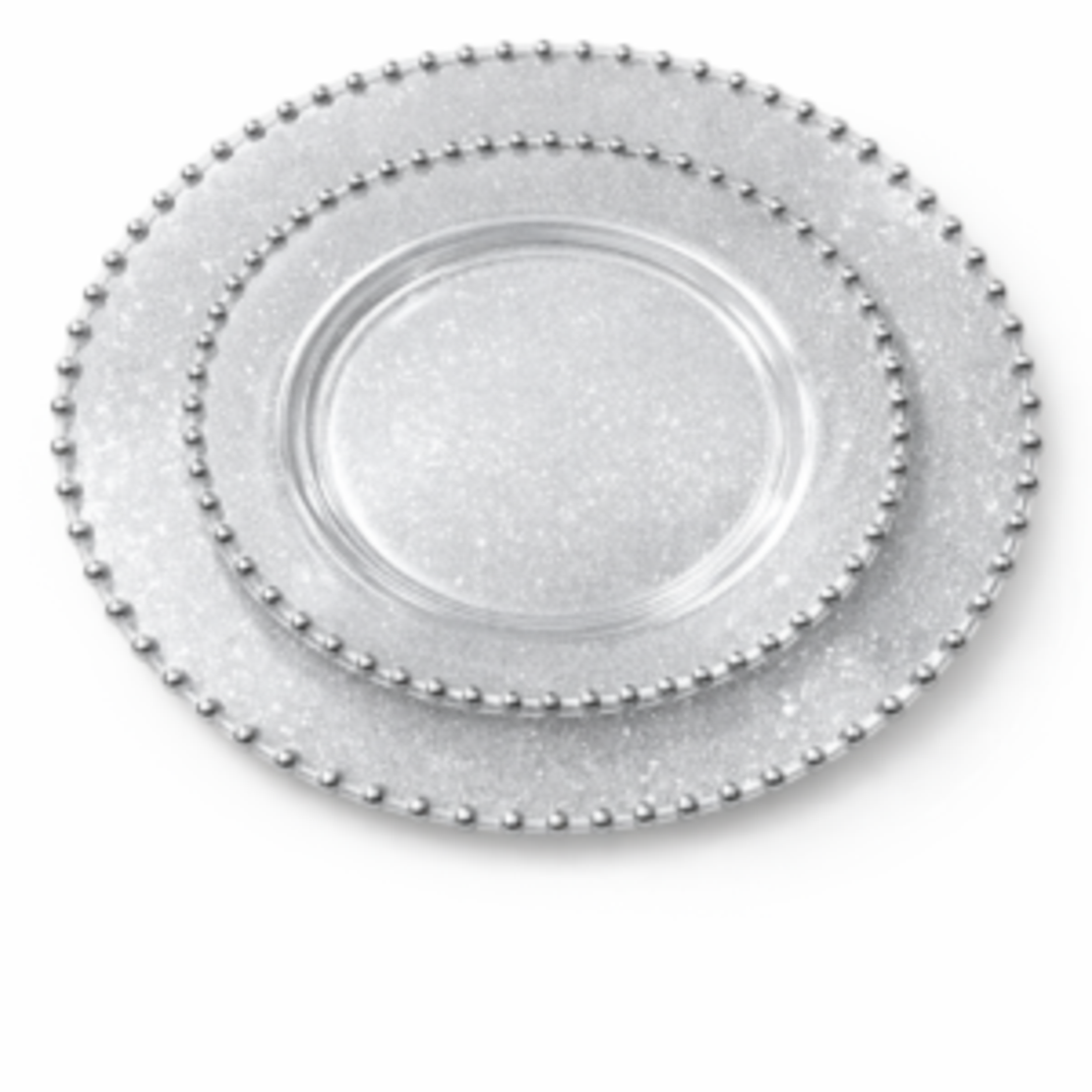 סט צלחות מהודר 16 יח' נצנץ כסף פנינים כסף