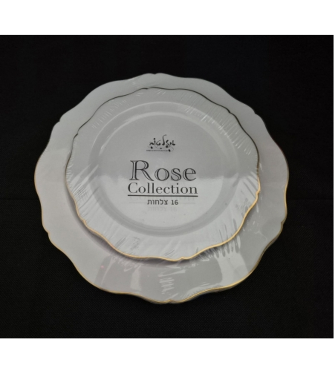 סט צלחות rose לבן זהב 16 יחידות