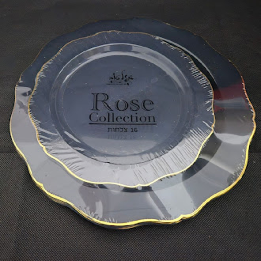 סט צלחות rose שחור זהב 16 יחידות