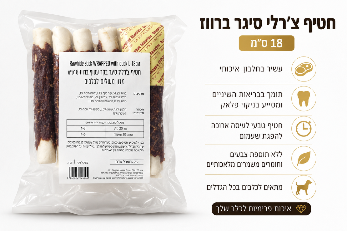 חטיף צ'רליז סיגר בקר עטוף ברווז 18 ס