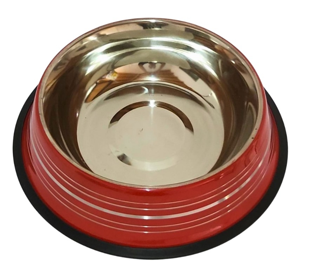 קערת נירוסטה בצבע אדום עם גומי 28 ס