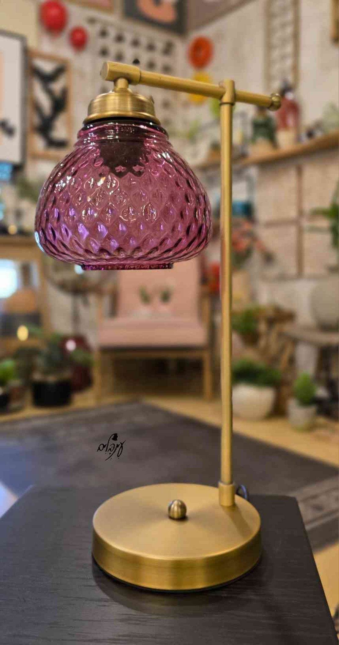 מנורת שירי זכוכית בועות בורדו