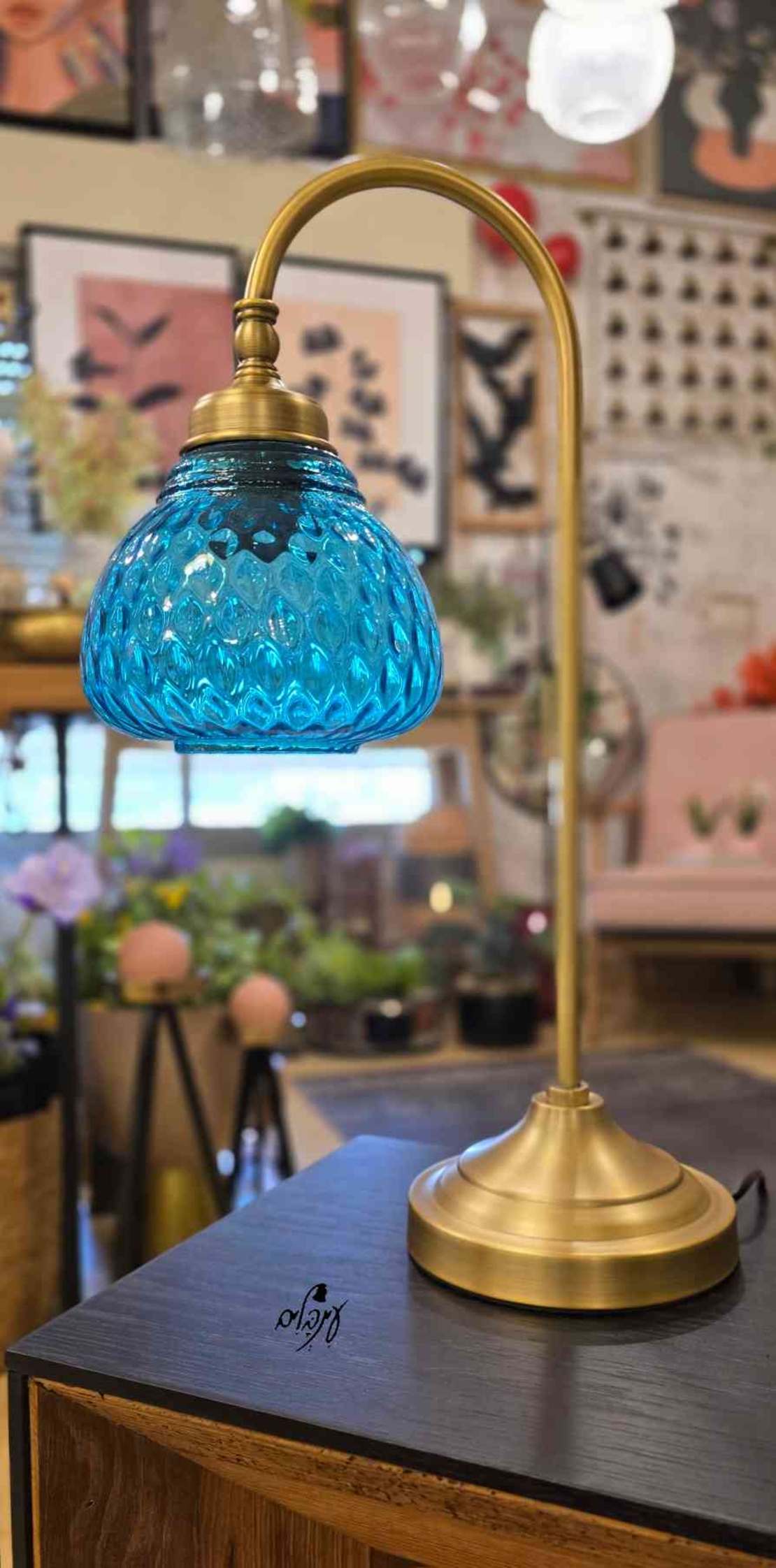 מנורת גולי זכוכית בועות טורקיז