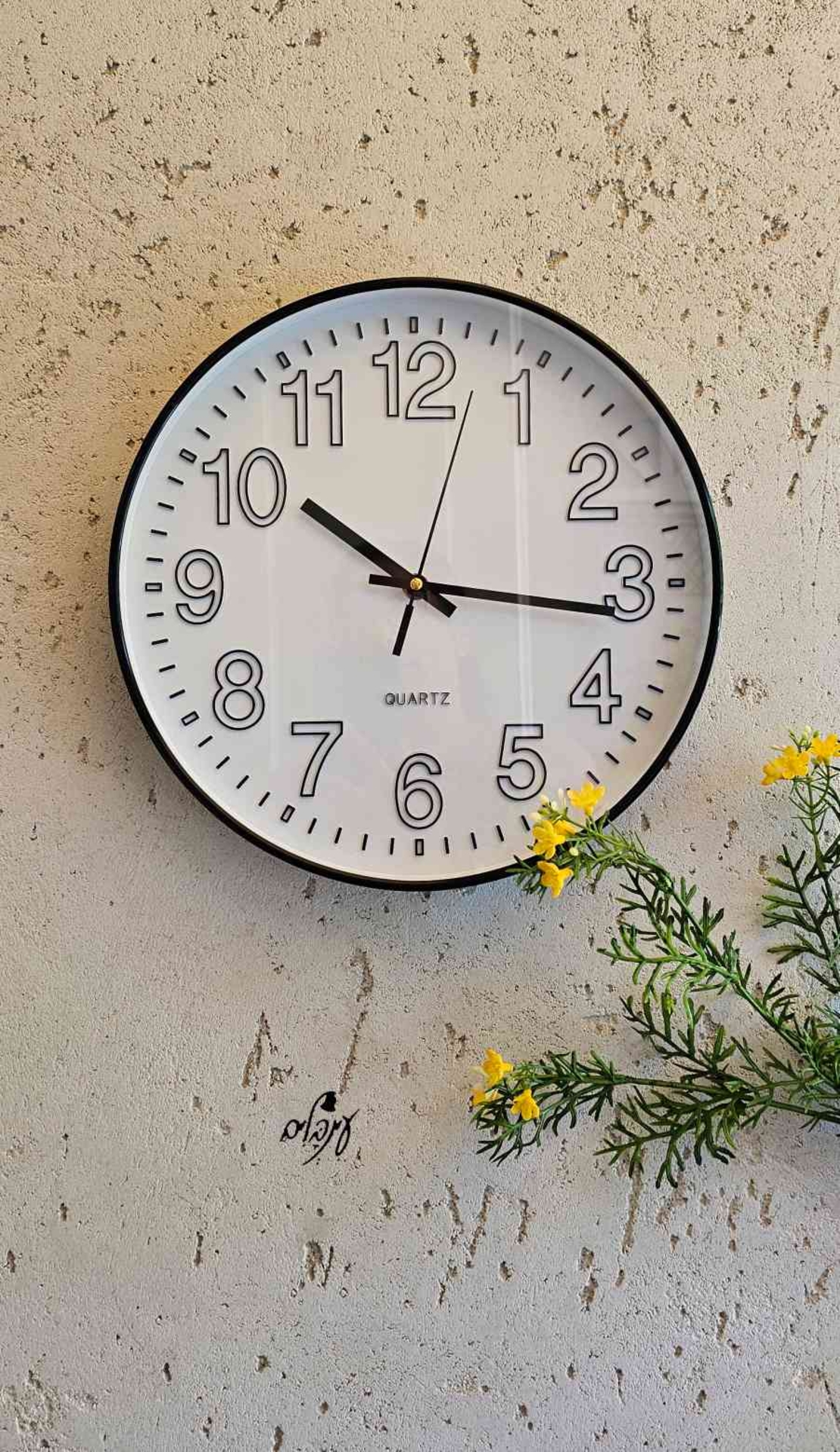 שעון קיר ריקו שחור לבן