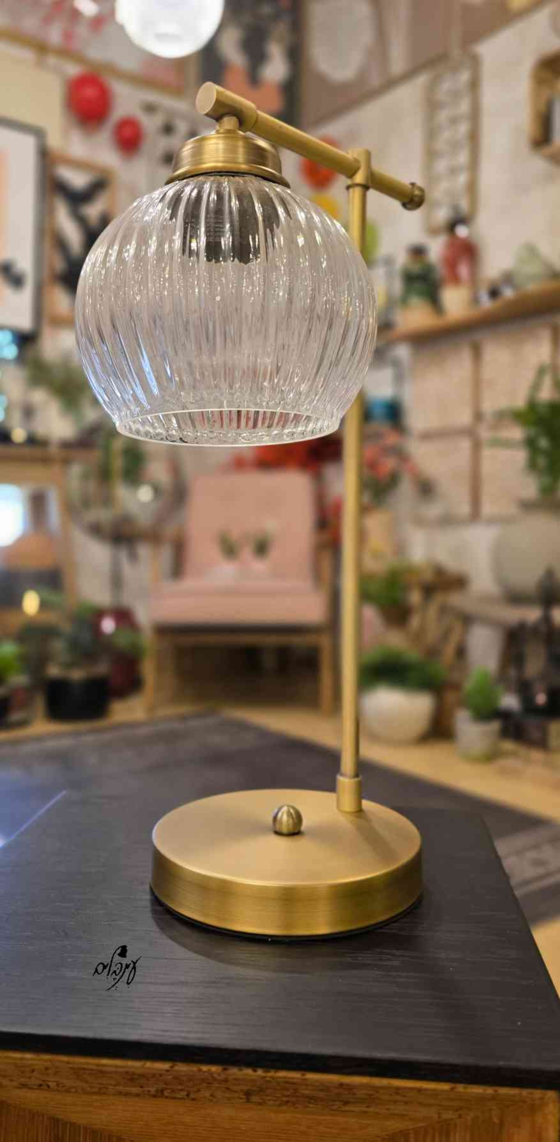 מנורת שירי זכוכית כדור פסים שקוף