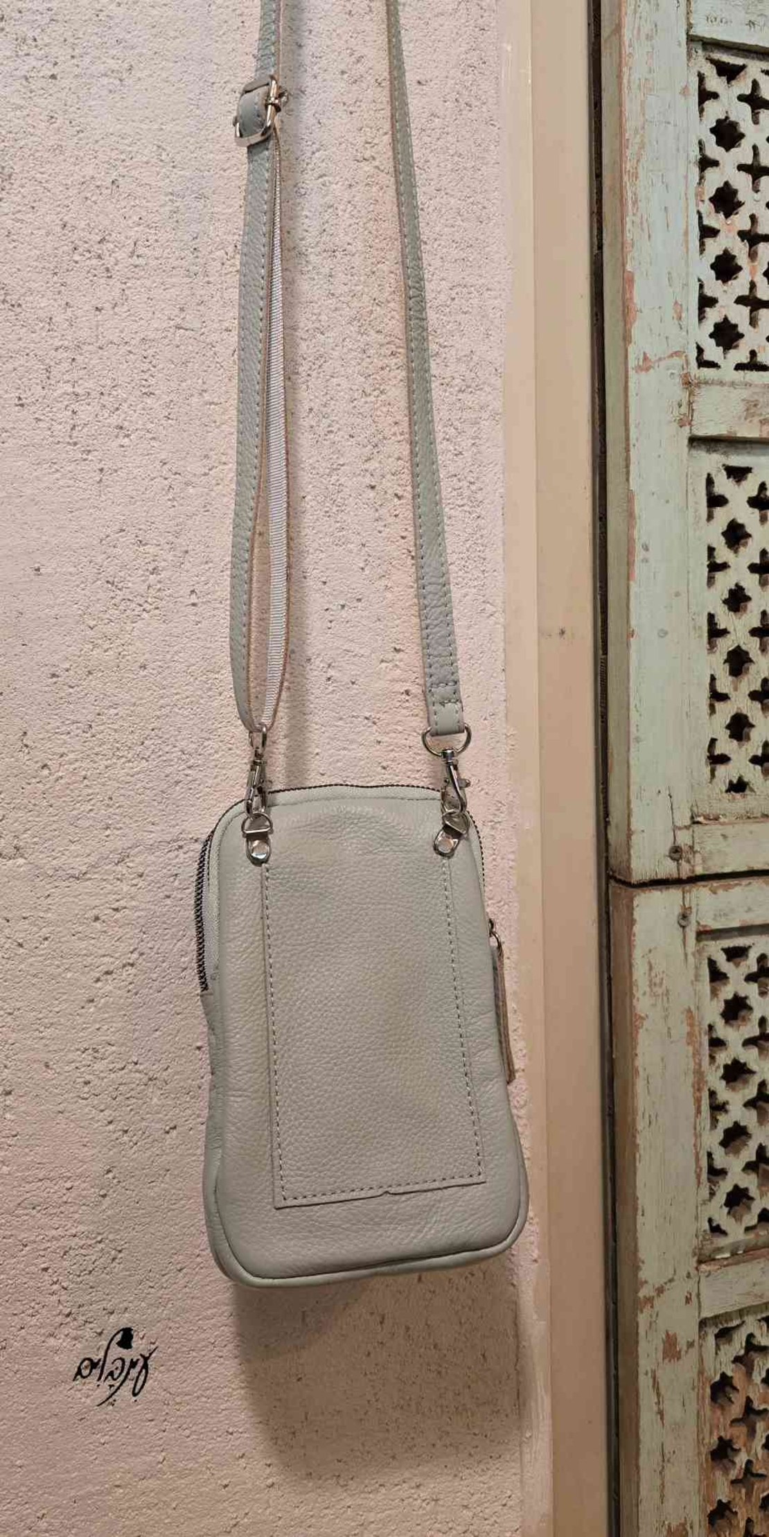 תיק צד ארנק עור תכלת