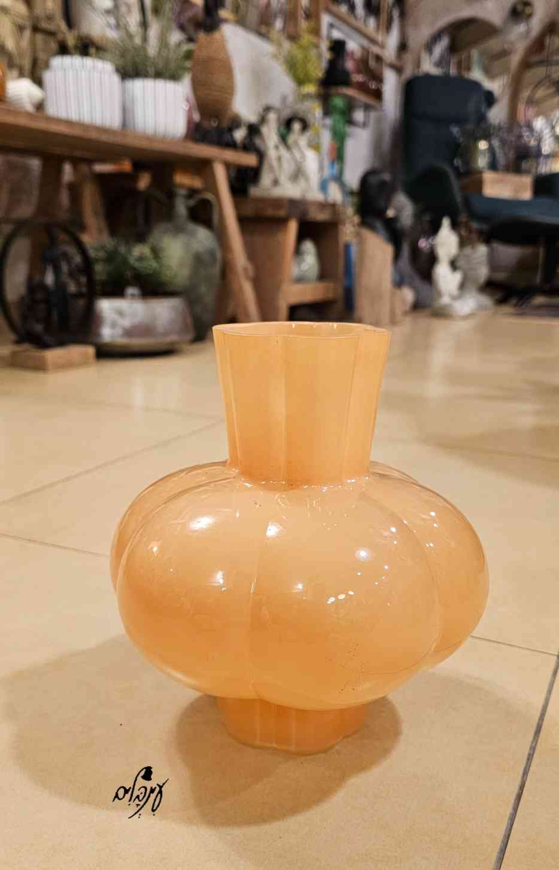 אגרטל זכוכית דגם פרח כתום