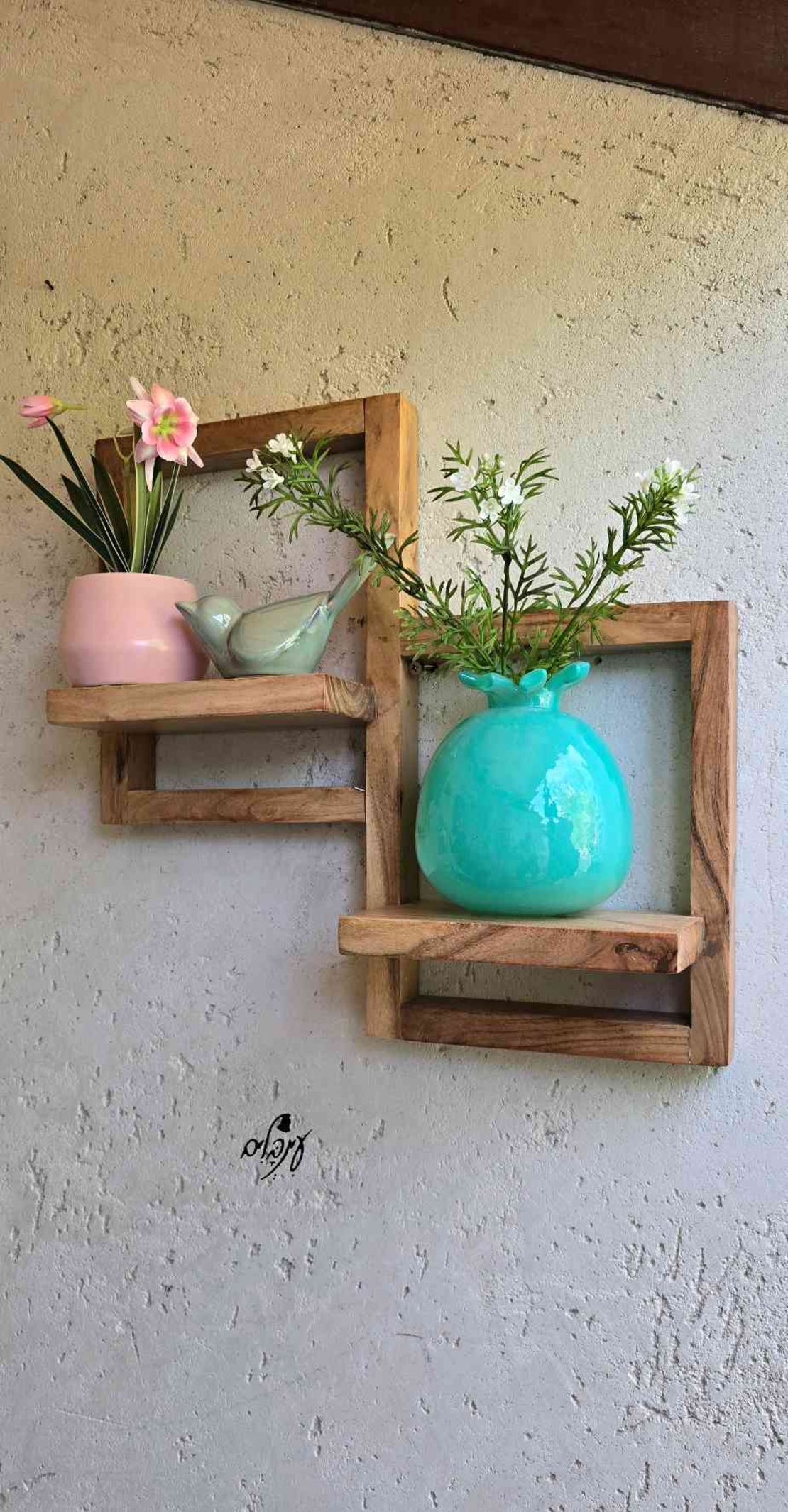 מדף זוגי עץ מסגרת