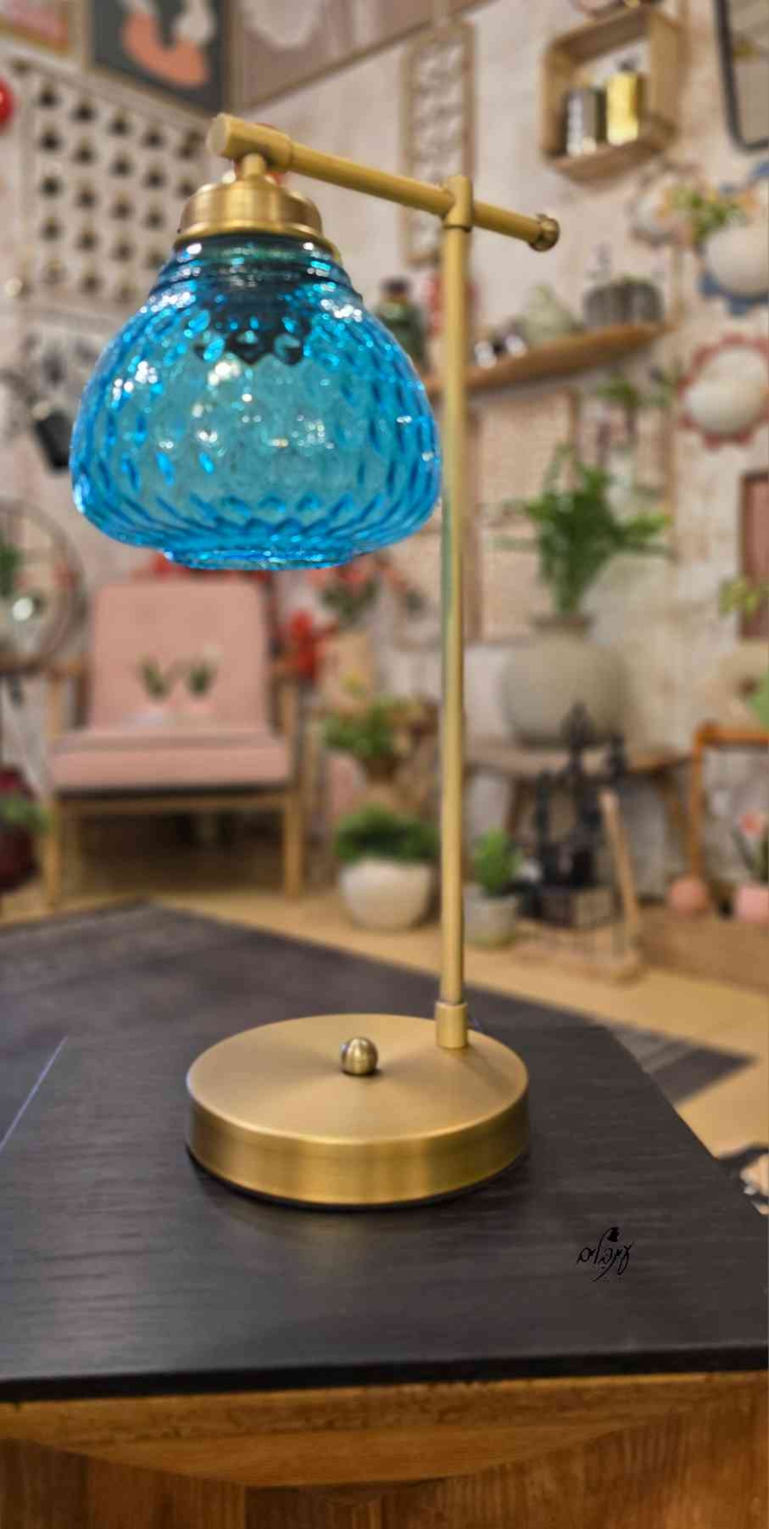 מנורת שירי זכוכית בועות טורקיז