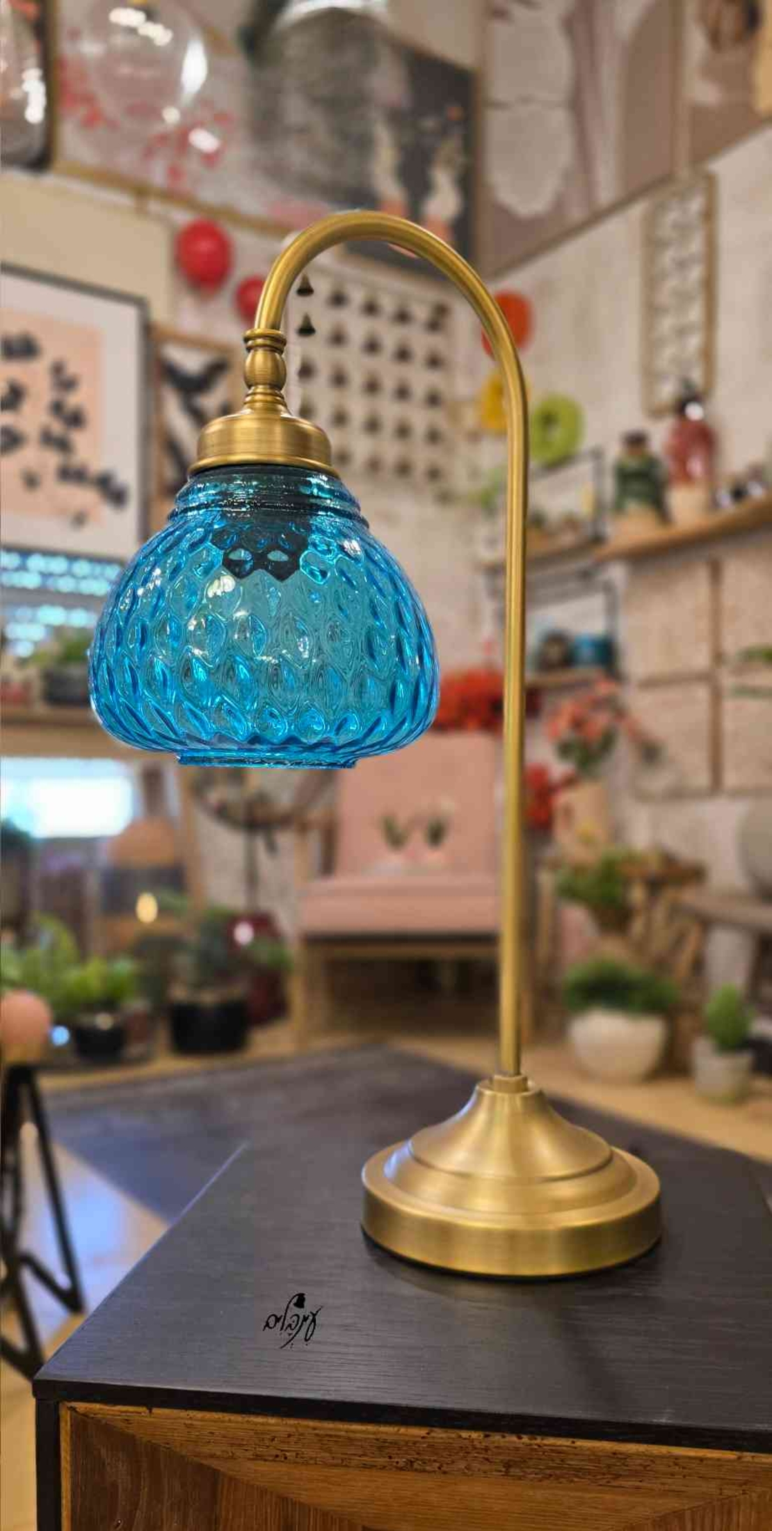 מנורת גולי זכוכית בועות טורקיז