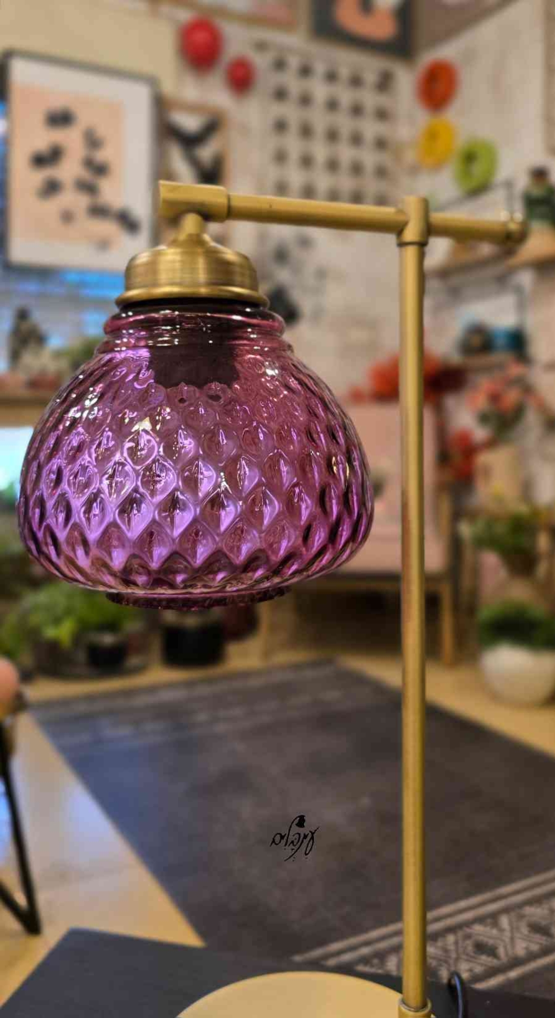 מנורת שירי זכוכית בועות בורדו