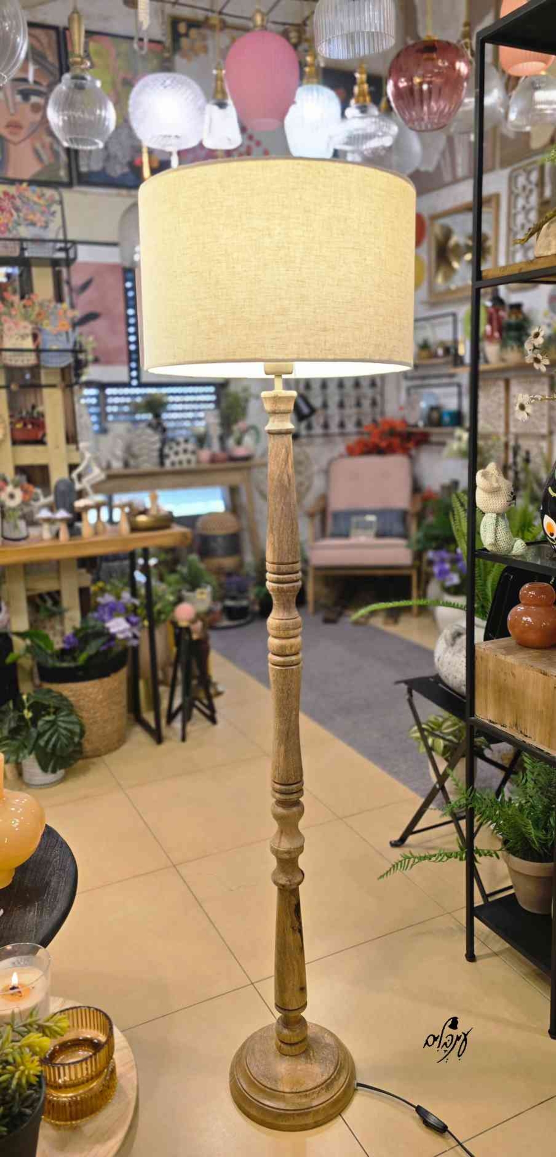 מנורת רגל עץ וינטג'