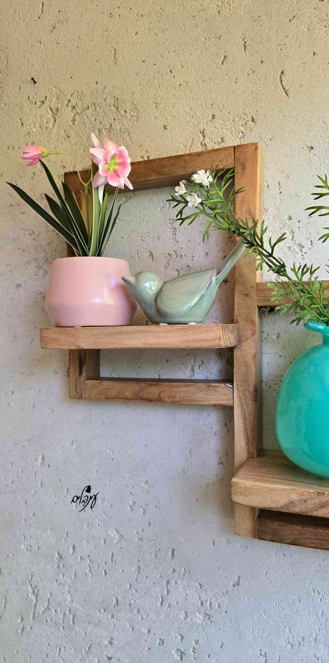 מדף זוגי עץ מסגרת