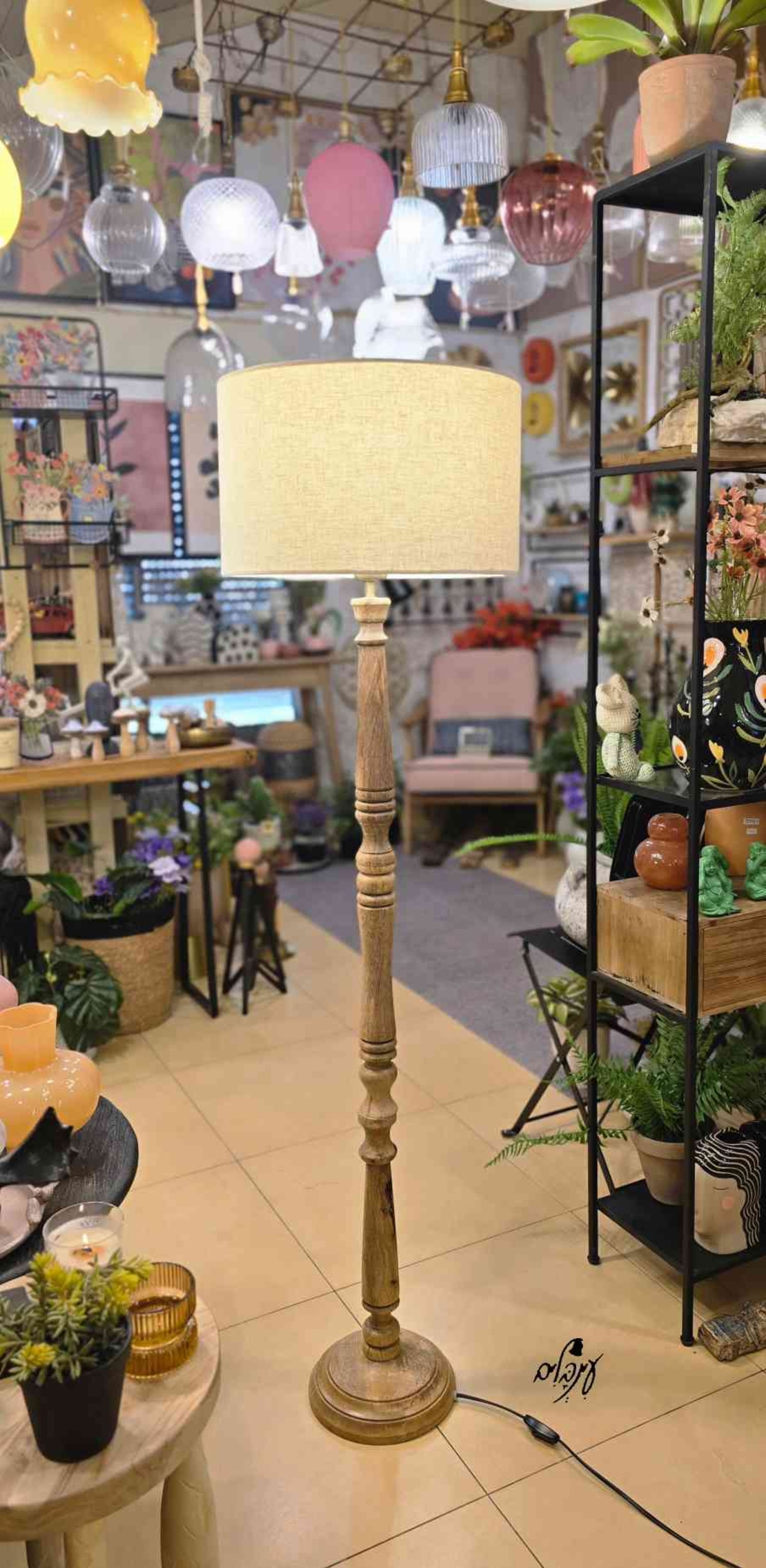 מנורת רגל עץ וינטג'