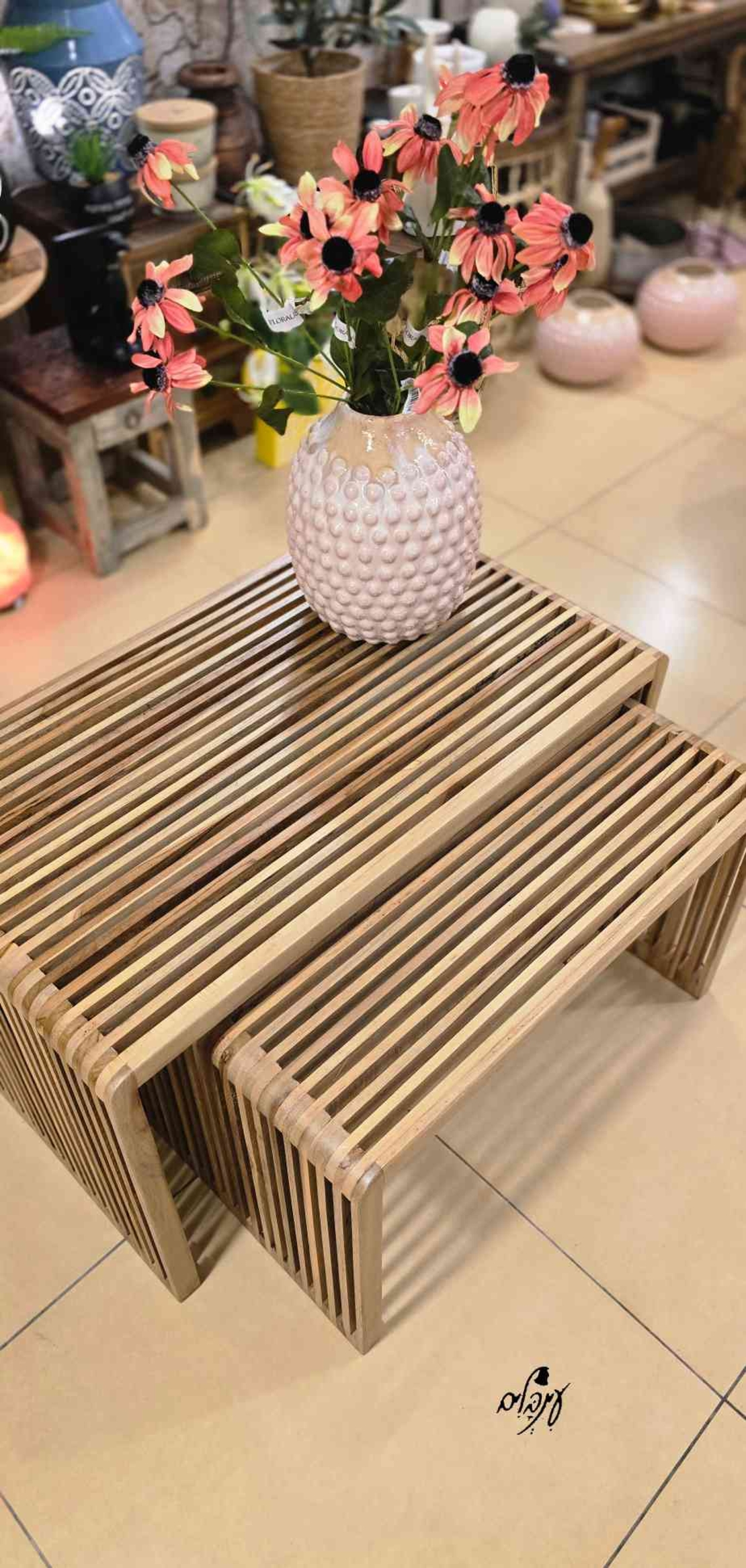 שולחן סלון / שרפרף פסים