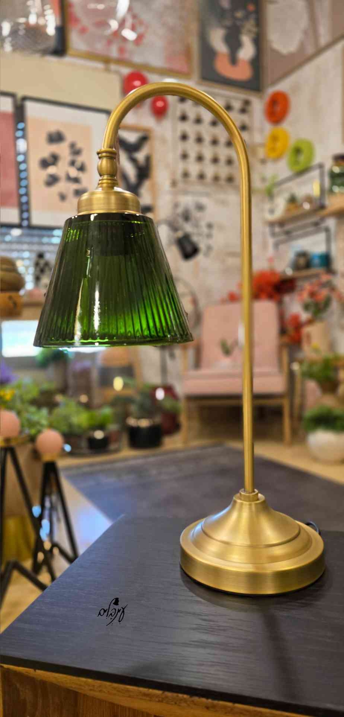 מנורת גולי זכוכית פסים ירוק