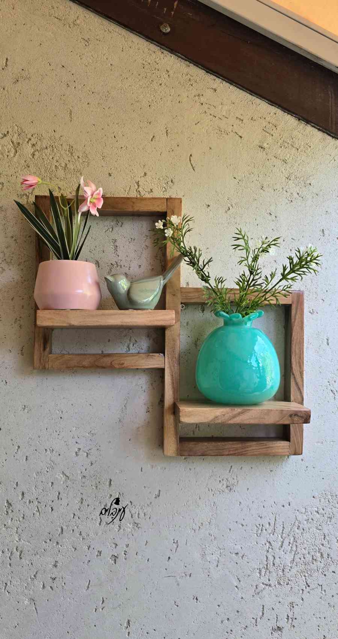 מדף זוגי עץ מסגרת