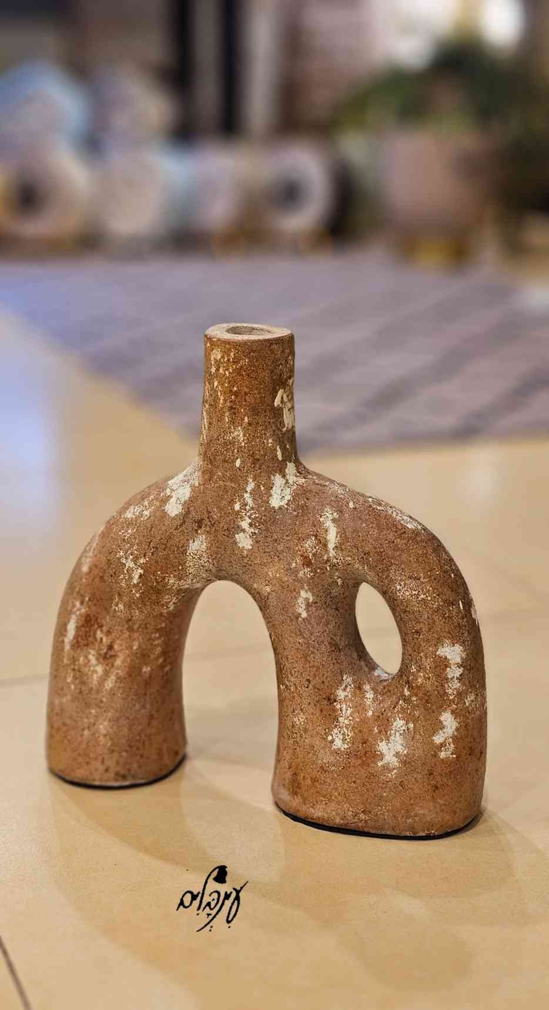 כד טרקוטה חום ווש
