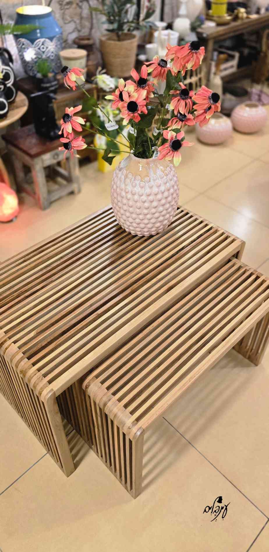 שולחן סלון / שרפרף פסים