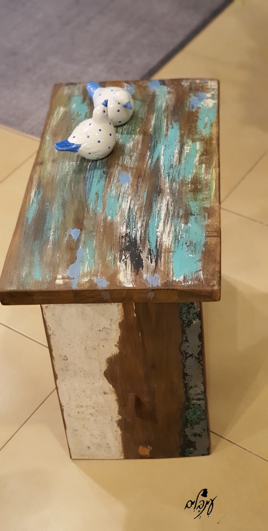 שרפרף/שולחן מלבן מעץ סירות