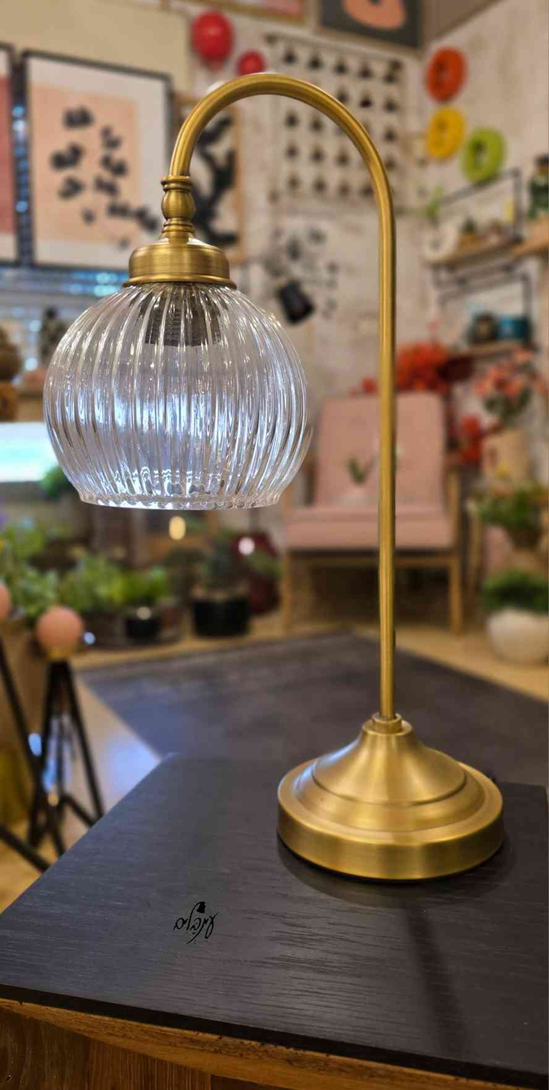 מנורת גולי זכוכית כדור פסים שקוף