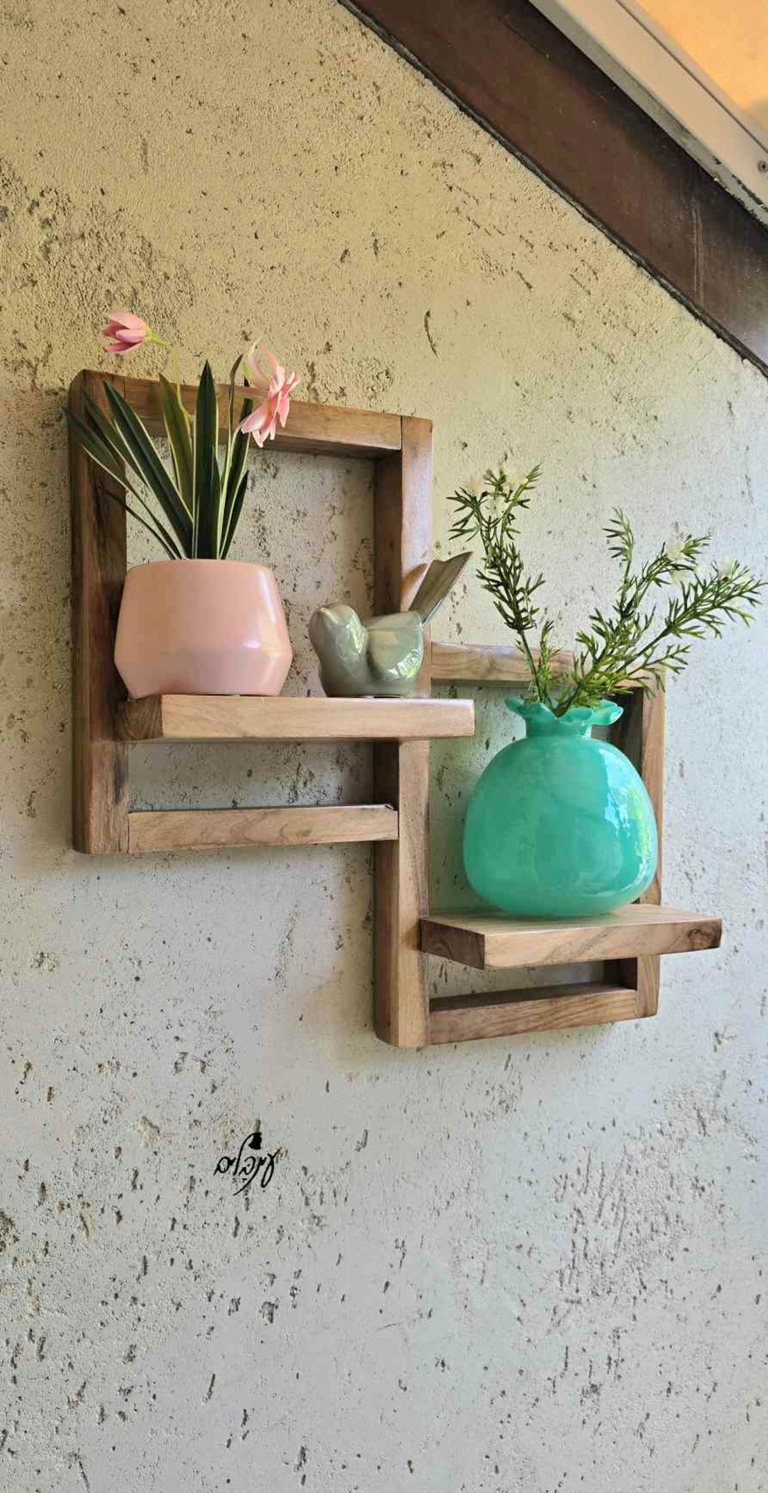 מדף זוגי עץ מסגרת