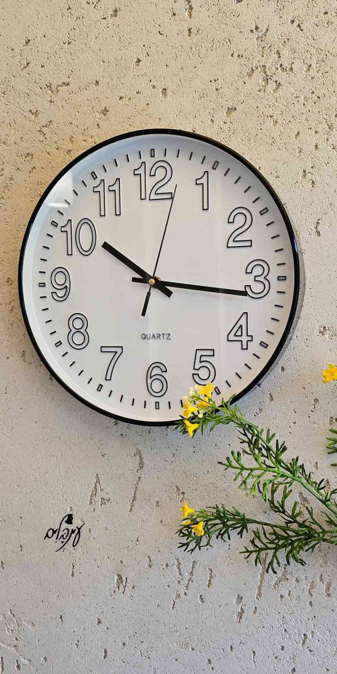 שעון קיר ריקו שחור לבן