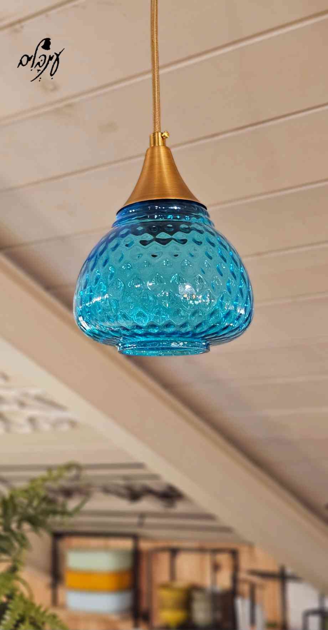 מנורת זכוכית בועות טורקיז