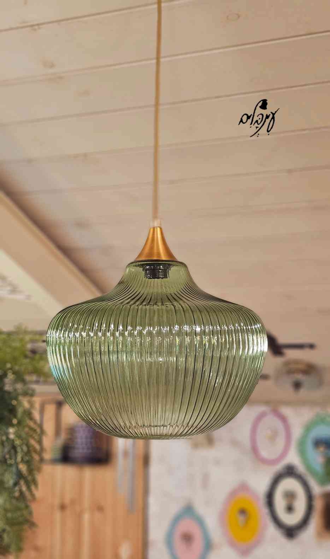 מנורת זכוכית רלי פסים ירוק