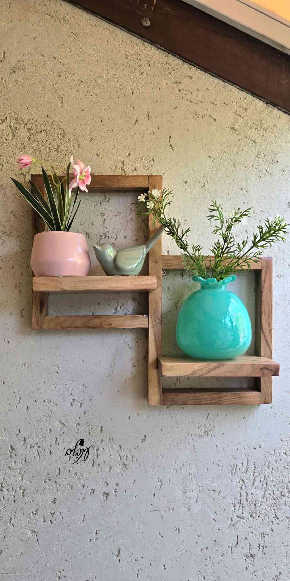 מדף זוגי עץ מסגרת