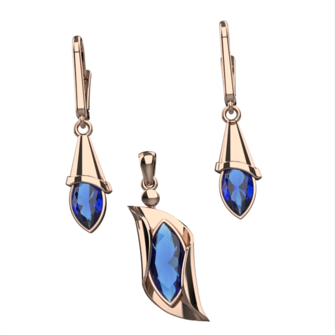 Gold earrings set with Blue Topaz stones Model EAG32