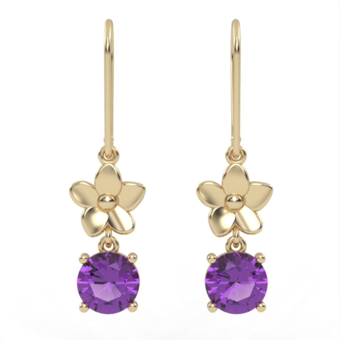 Earrings made of gold inlaid with amethyst stones model EAG13