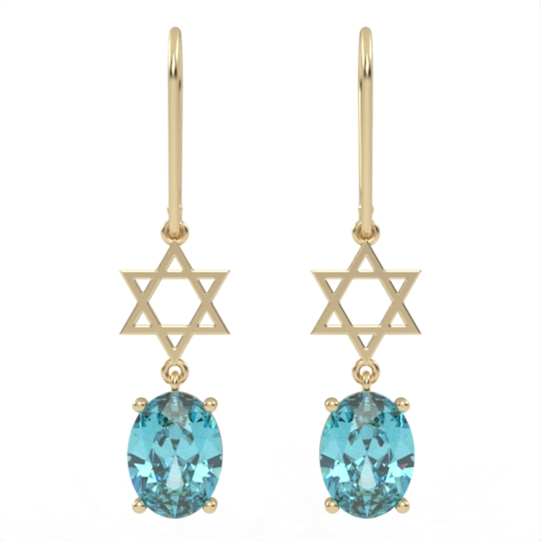 Earrings made of gold inlaid with Swiss blue topaz stones, model EAG18