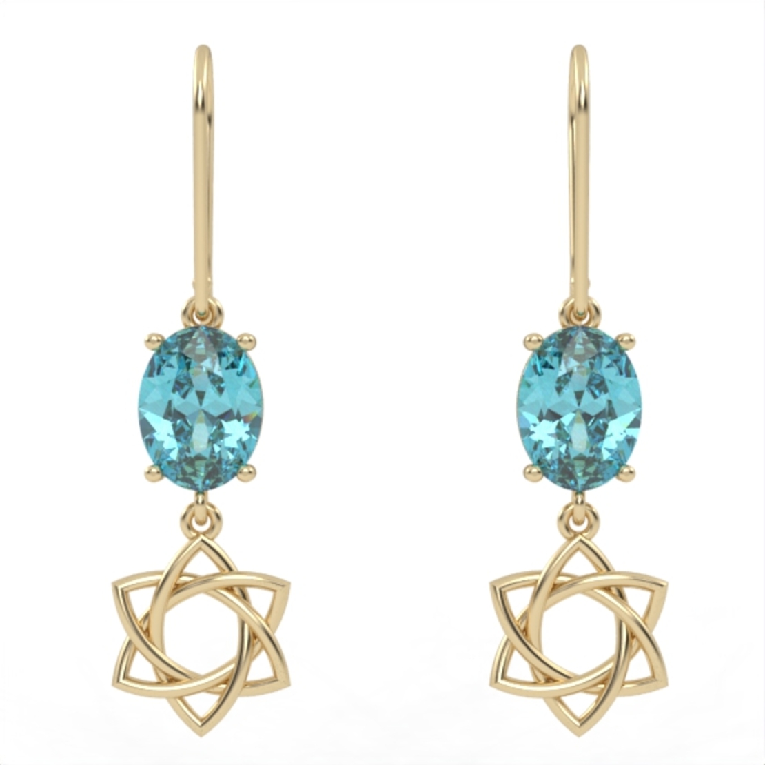 Gold earrings set with Blue Topaz Suisse stones Model EAG25