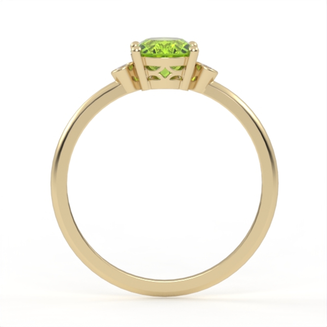 14K gold ring set with peridot and natural diamonds Model GSR3