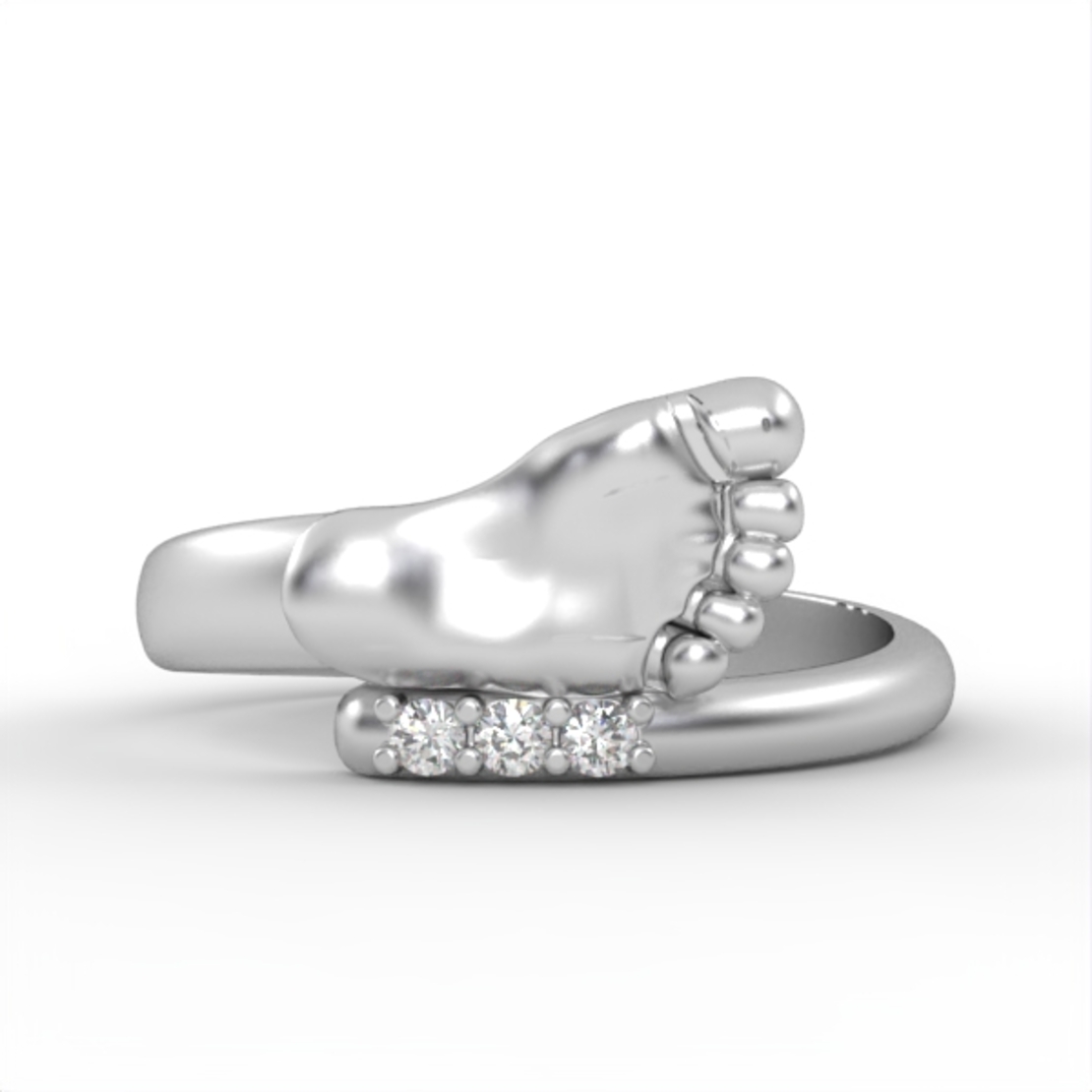 Baby' s foot  ring 14 carat gold set with diamonds  model DR2