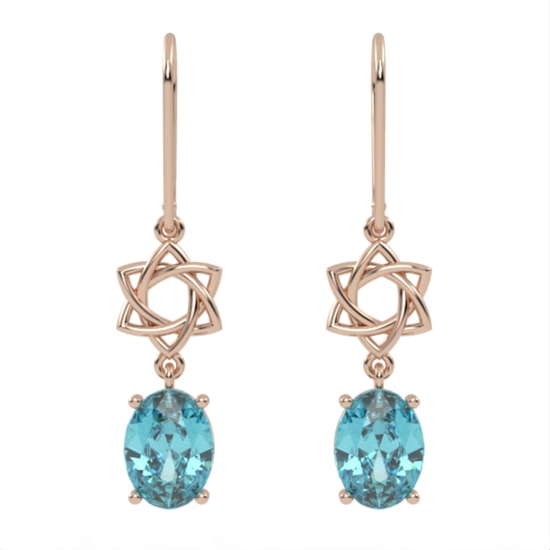 Gold earrings set with Blue Topaz Suisse stones Model EAG26.