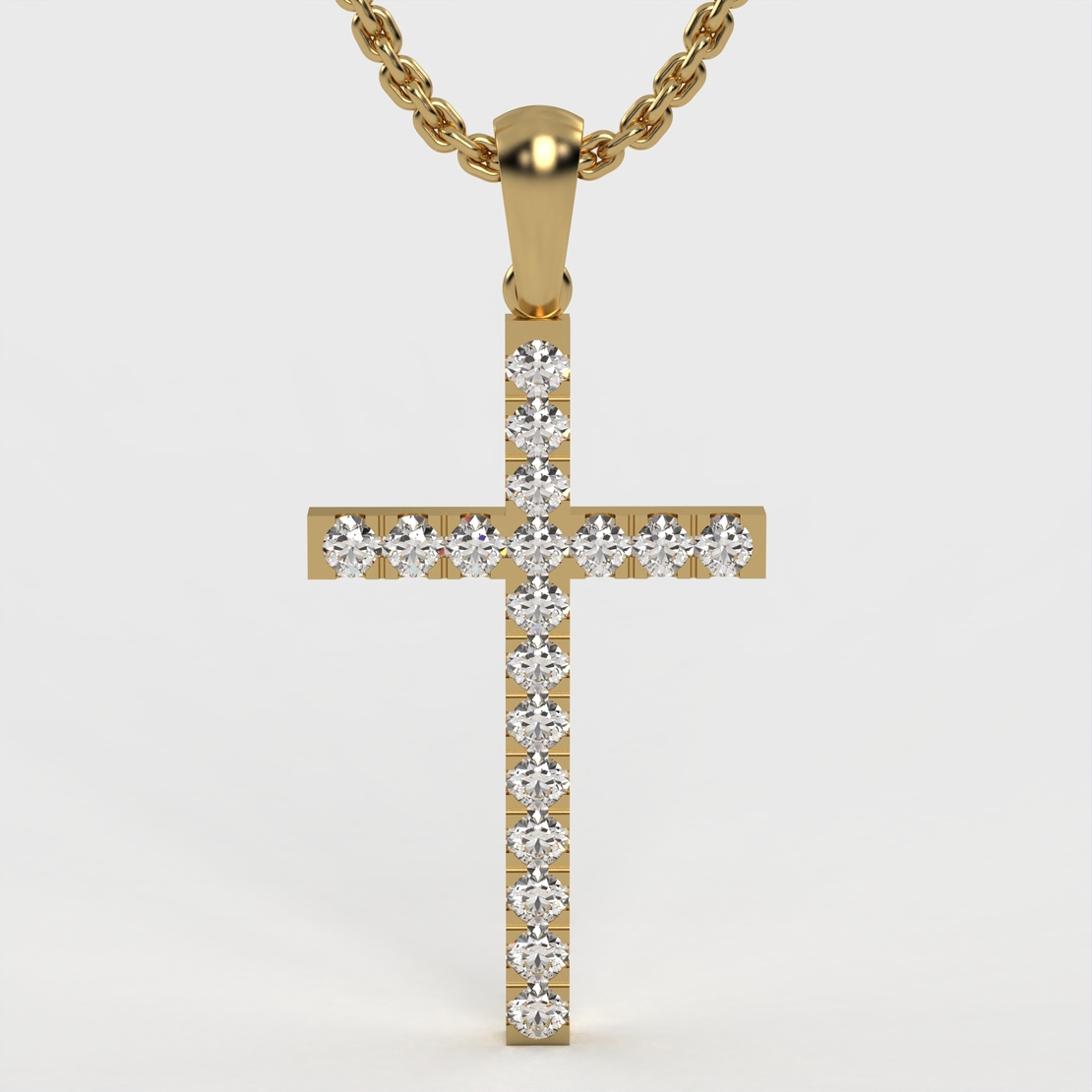 Diamonds pendant, gold cross, gold pendant, present, lab diamonds, DP28