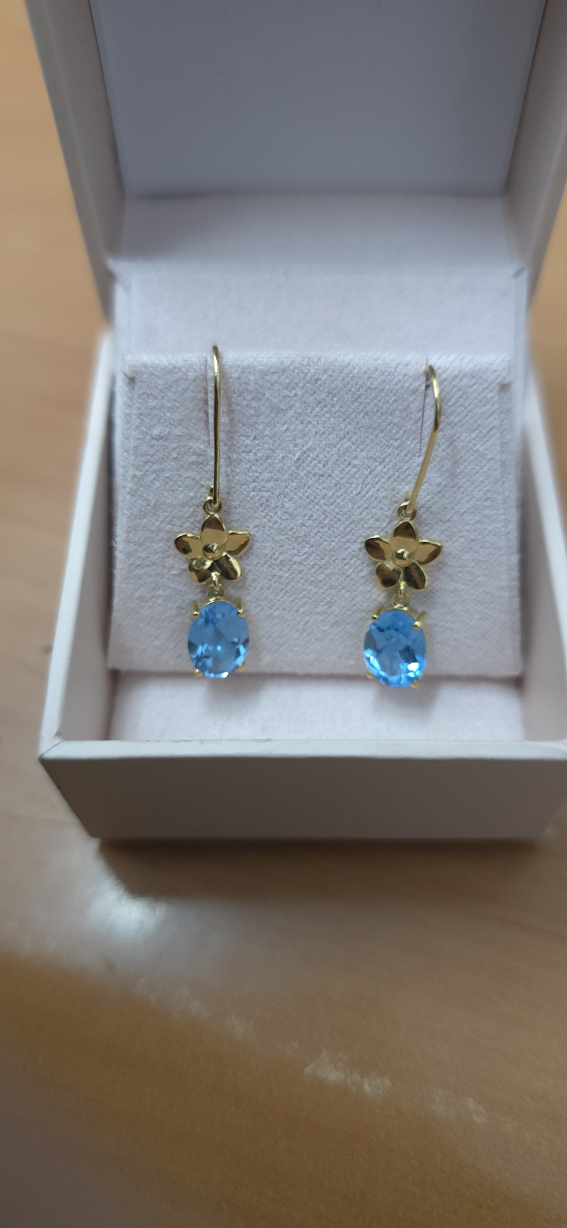Gold earrings set with Blue Topaz Suisse stones Model EAG16