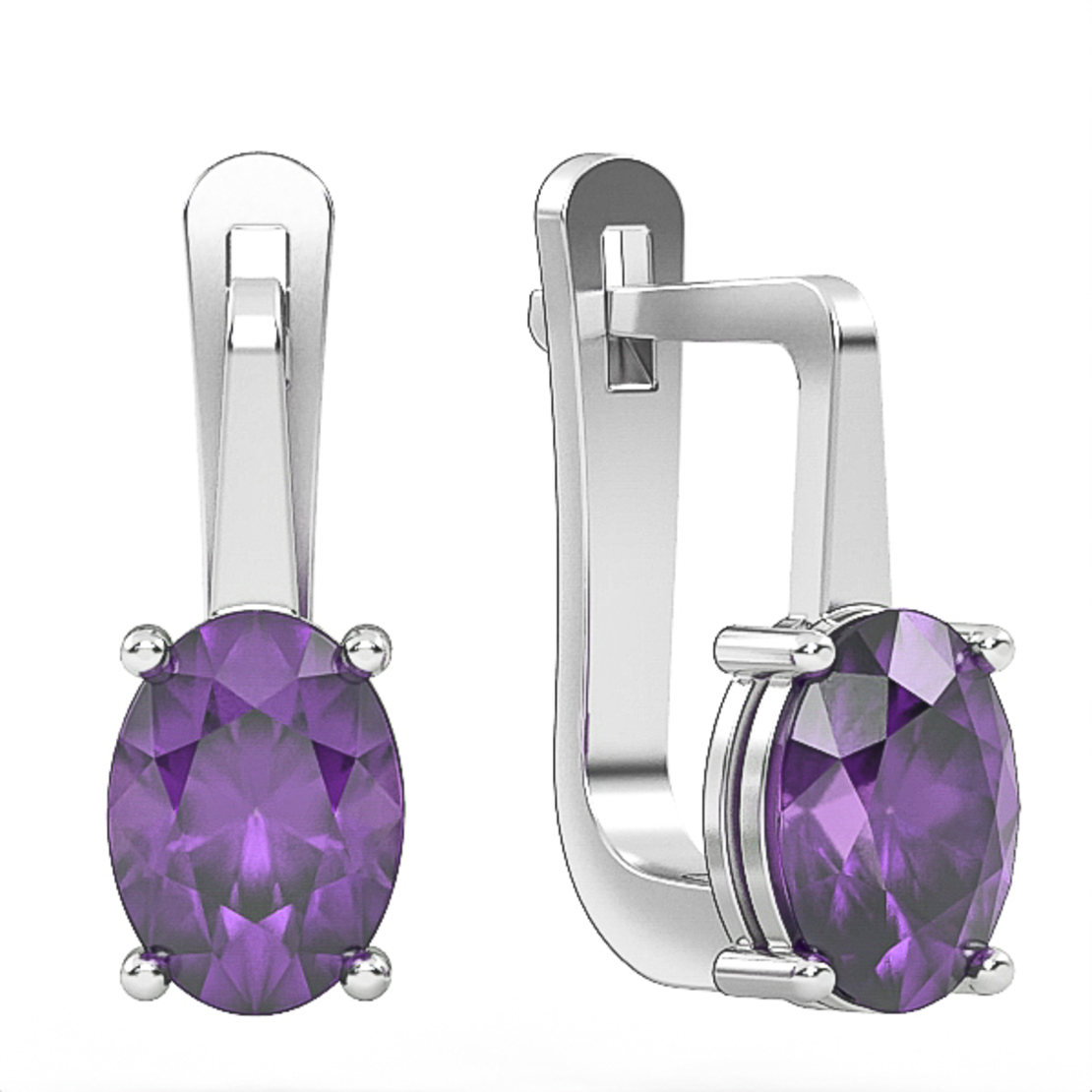 Earrings made of 14 carat gold inlaid with amethyst stones model EAG6