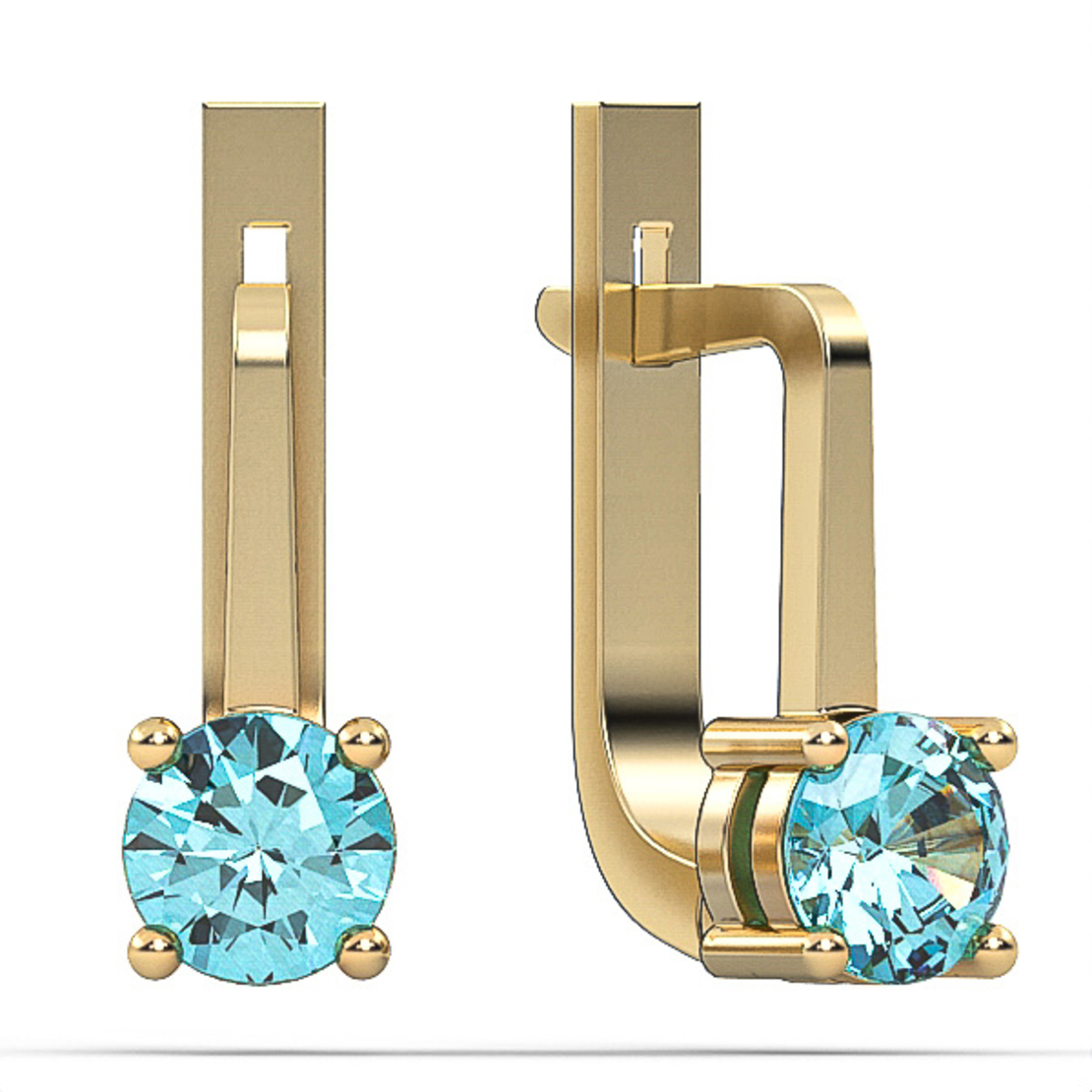 Earrings made of 14 karat gold set with Blue Topaz Suisse  stones model EAG37