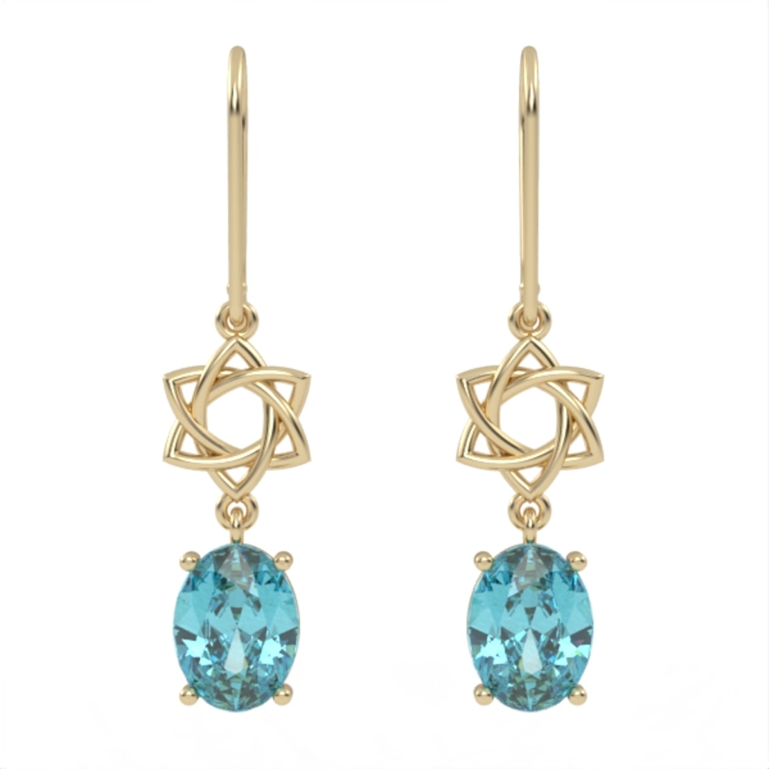 Gold earrings set with Blue Topaz Suisse stones Model EAG26.