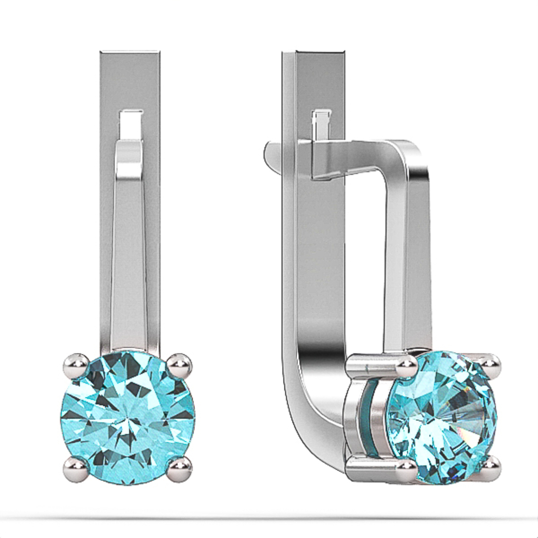 Earrings made of 14 karat gold set with Blue Topaz Suisse  stones model EAG37