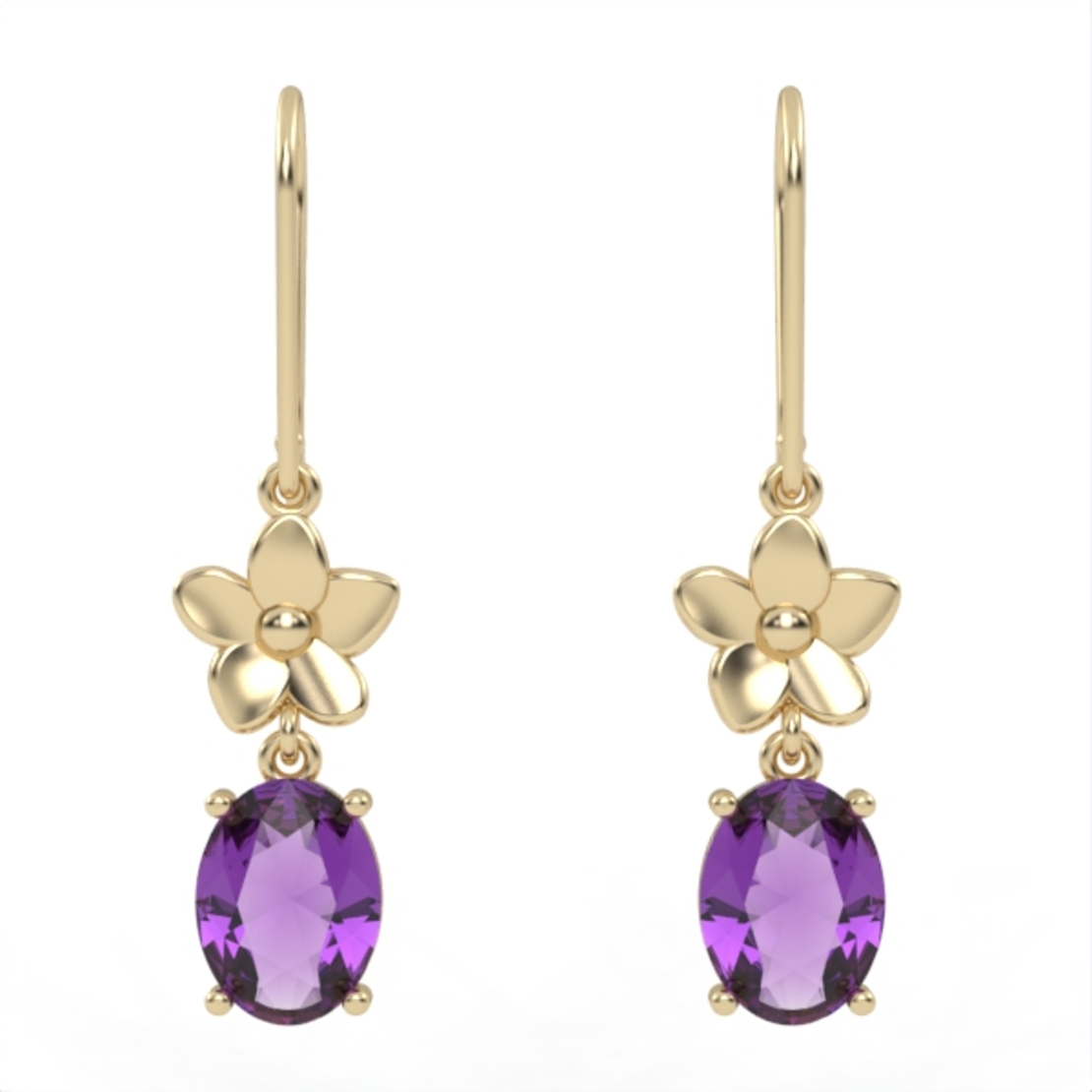 Gold earrings set with Amitist stones Model EAG17