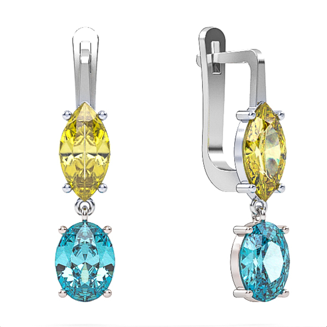 Gold earrings set with Citrine and Blue Topaz Suisse Model EAG33