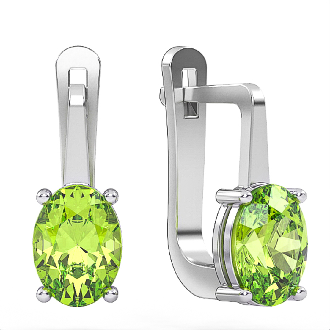 Earrings made of 14k gold set with peridot stones Model EAG5