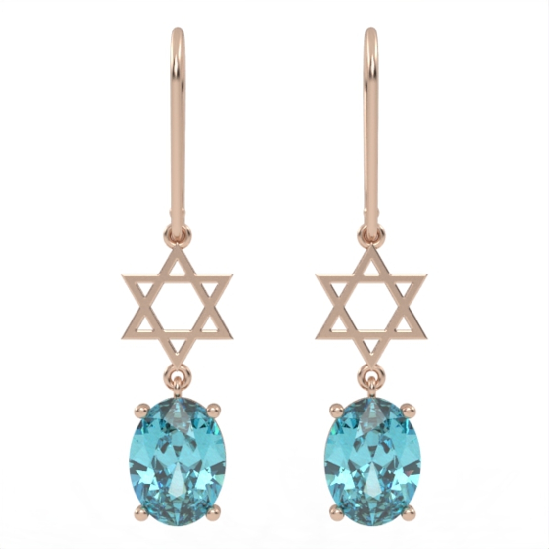 Earrings made of gold inlaid with Swiss blue topaz stones, model EAG18