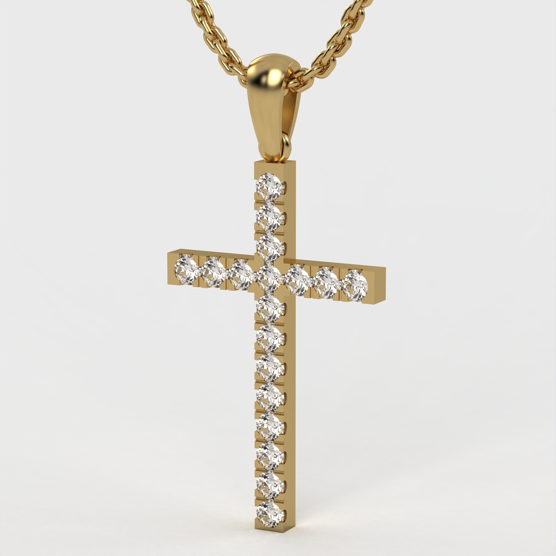 Diamonds pendant, gold cross, gold pendant, present, lab diamonds, DP28