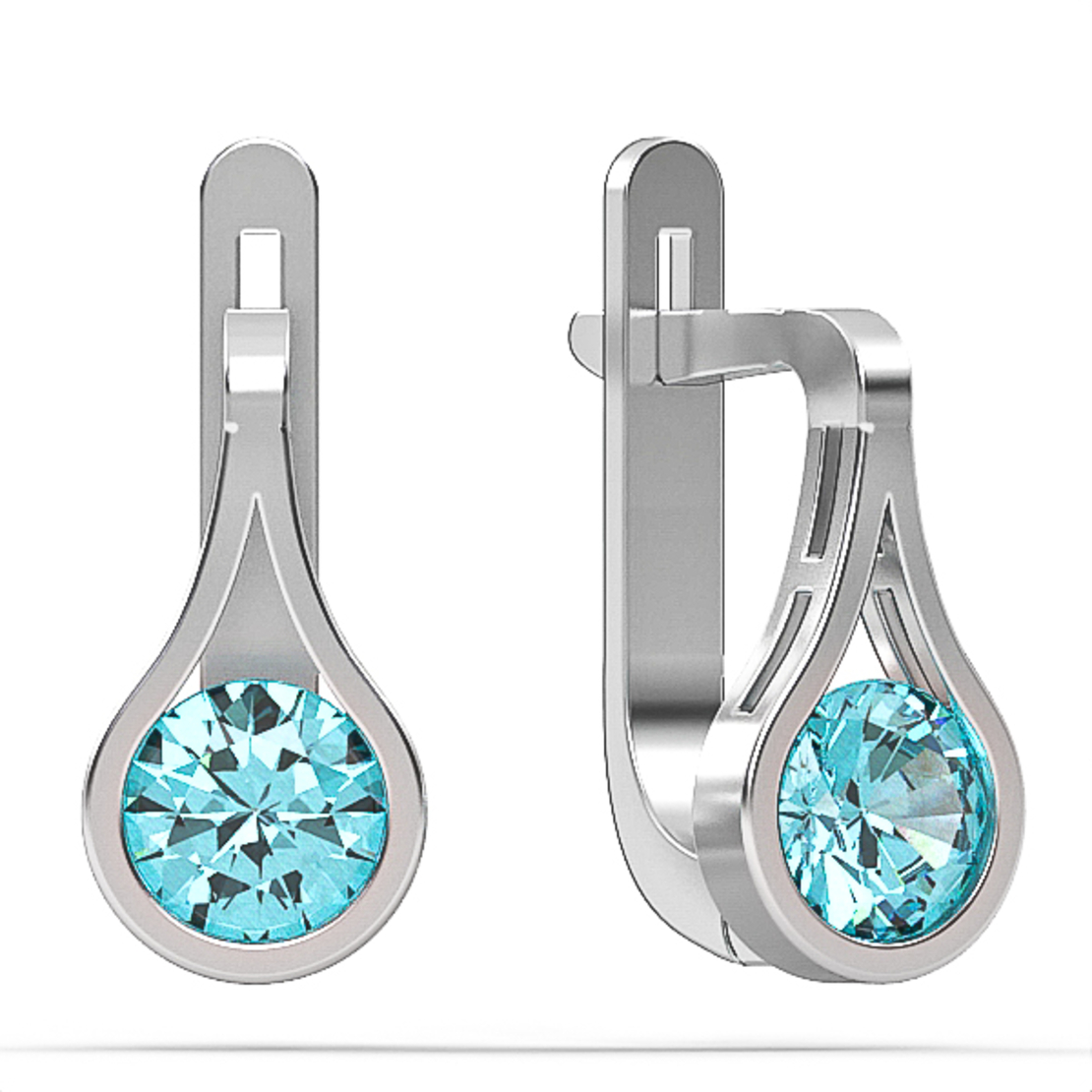 Earrings made of 14 karat gold set with Blue Topaz Suisse stones model EAG38
