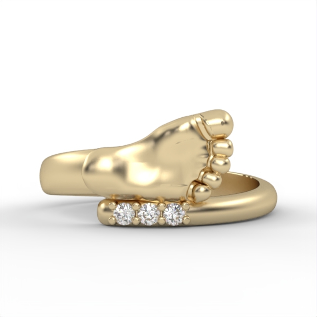 Baby' s foot  ring 14 carat gold set with diamonds  model DR2